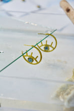 Load image into Gallery viewer, Evil Eye Brass Hoop Earrings