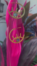 Load and play video in Gallery viewer, Evil Eye Brass Hoop Earrings