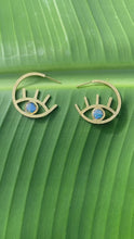 Load and play video in Gallery viewer, Evil Eye Brass Hoop Earrings
