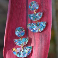 Load image into Gallery viewer, Bayview Triple Tier Half Moon Eco-Chic Earrings