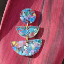 Load image into Gallery viewer, Bayview Triple Tier Half Moon Eco-Chic Earrings