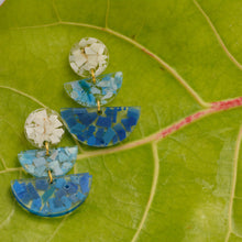 Load image into Gallery viewer, Blue Yonder Triple Tier Half Moon Earrings