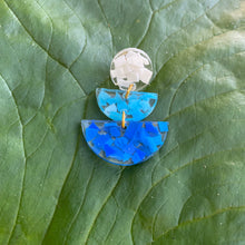 Load image into Gallery viewer, Blue Yonder Triple Tier Half Moon Earrings