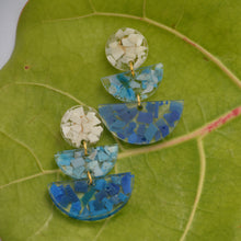 Load image into Gallery viewer, Blue Yonder Triple Tier Half Moon Earrings