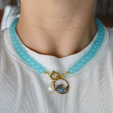Load image into Gallery viewer, Blue Wave Beaded Necklace
